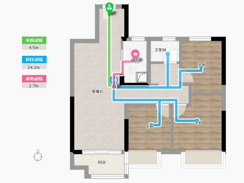 湖北省-武汉市-孔雀城问津兰亭-61.06-户型库-动静线