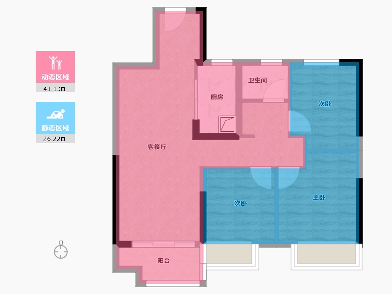 湖北省-武汉市-孔雀城问津兰亭-61.06-户型库-动静分区