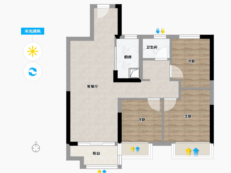 湖北省-武汉市-孔雀城问津兰亭-61.06-户型库-采光通风