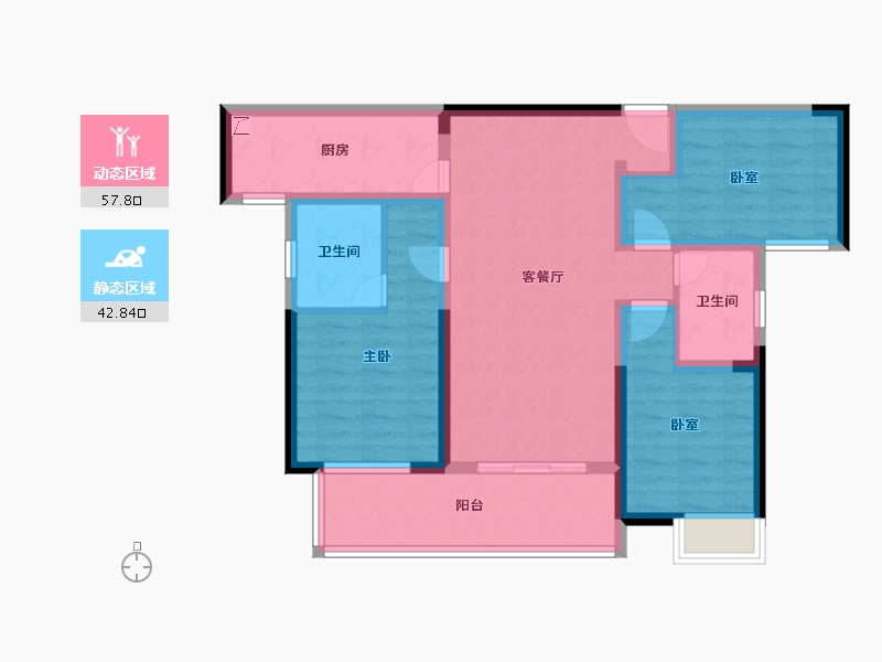 湖南省-长沙市-嘉宇北部湾-89.08-户型库-动静分区