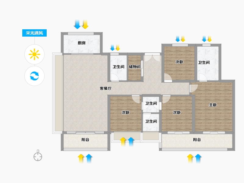 江苏省-无锡市-玖珑悦-141.42-户型库-采光通风