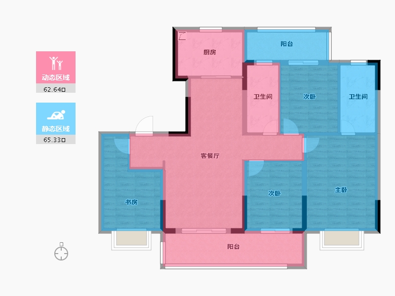 湖南省-长沙市-东原麓印长江-114.39-户型库-动静分区