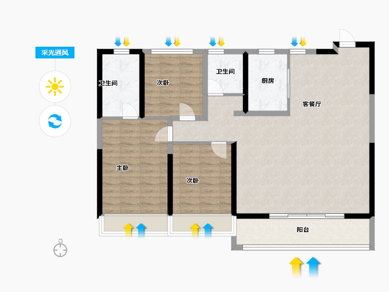 浙江省-温州市-中南春风里-103.20-户型库-采光通风