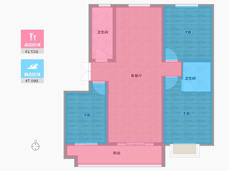 山东省-潍坊市-雅柏文一号公馆-97.60-户型库-动静分区