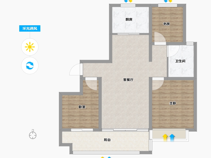 山东省-临沂市-​金邑瑞府-95.21-户型库-采光通风