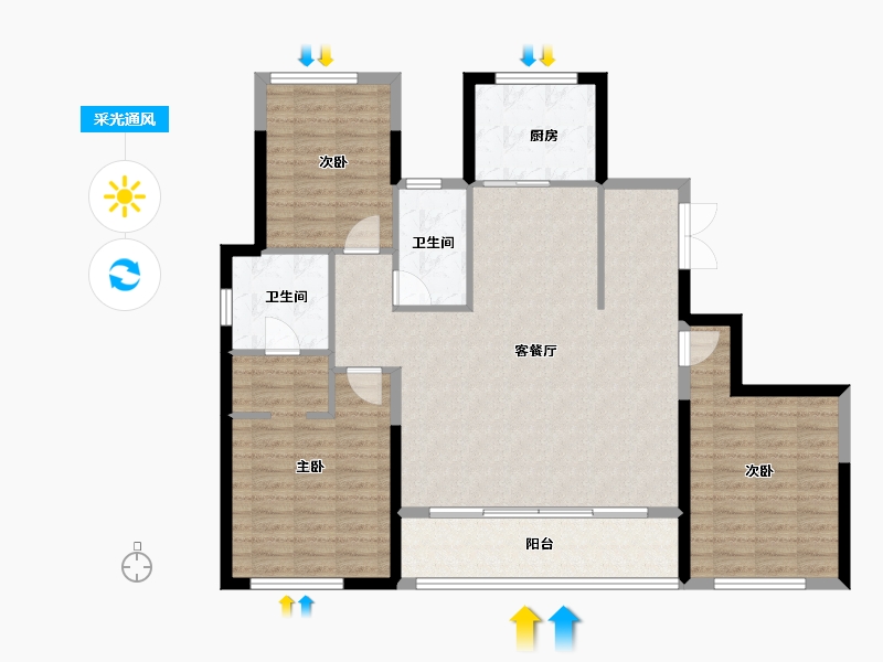 浙江省-温州市-滨江壹号-114.40-户型库-采光通风