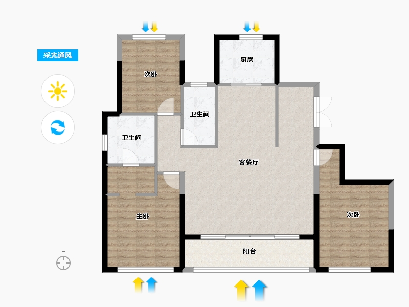 浙江省-温州市-滨江壹号-114.39-户型库-采光通风