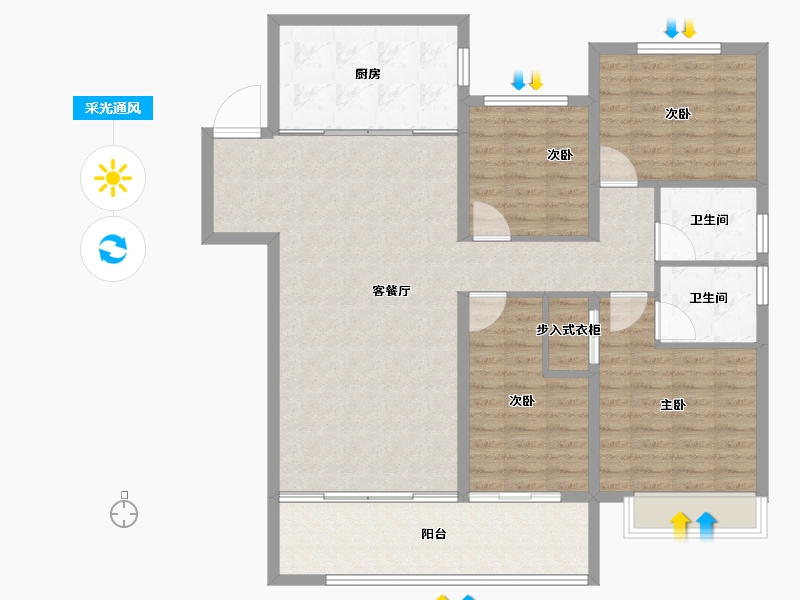 山东省-临沂市-恒弘城众望府-123.20-户型库-采光通风