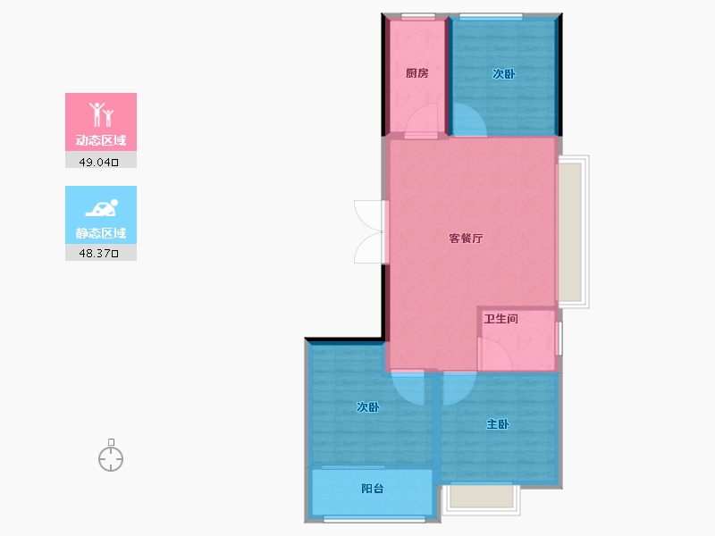 山东省-潍坊市-雅柏文一号公馆-88.81-户型库-动静分区