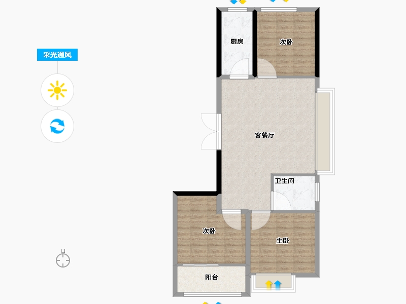 山东省-潍坊市-雅柏文一号公馆-88.81-户型库-采光通风