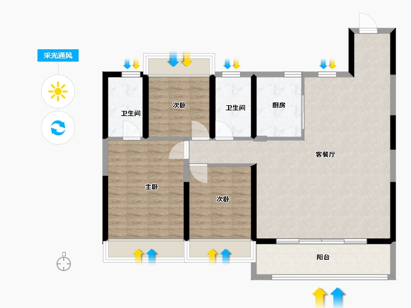 浙江省-温州市-鹿宸印-102.40-户型库-采光通风