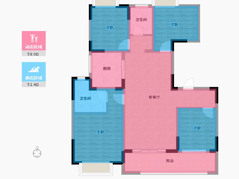 江苏省-无锡市-建溪朗诗御萃里-98.05-户型库-动静分区