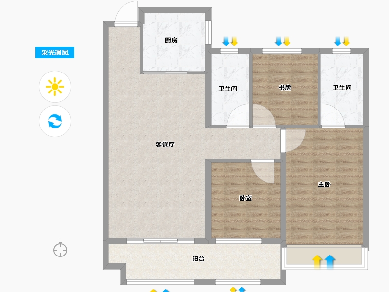 山东省-临沂市-怡景华府-102.41-户型库-采光通风