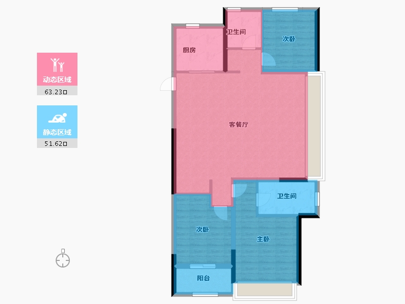 浙江省-温州市-九山金茂府-104.00-户型库-动静分区