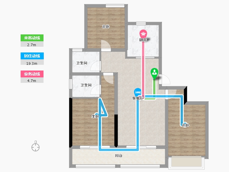 山东省-潍坊市-蓝城锦绣桃李春风-90.07-户型库-动静线