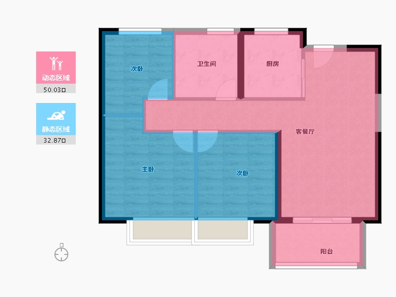 江苏省-无锡市-绿地四季印象-74.75-户型库-动静分区