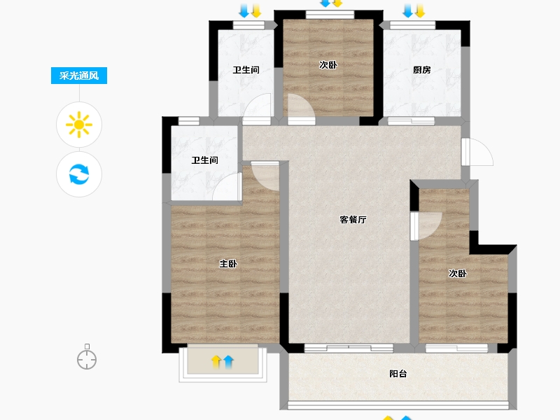 江苏省-无锡市-招商雍荣府-78.95-户型库-采光通风