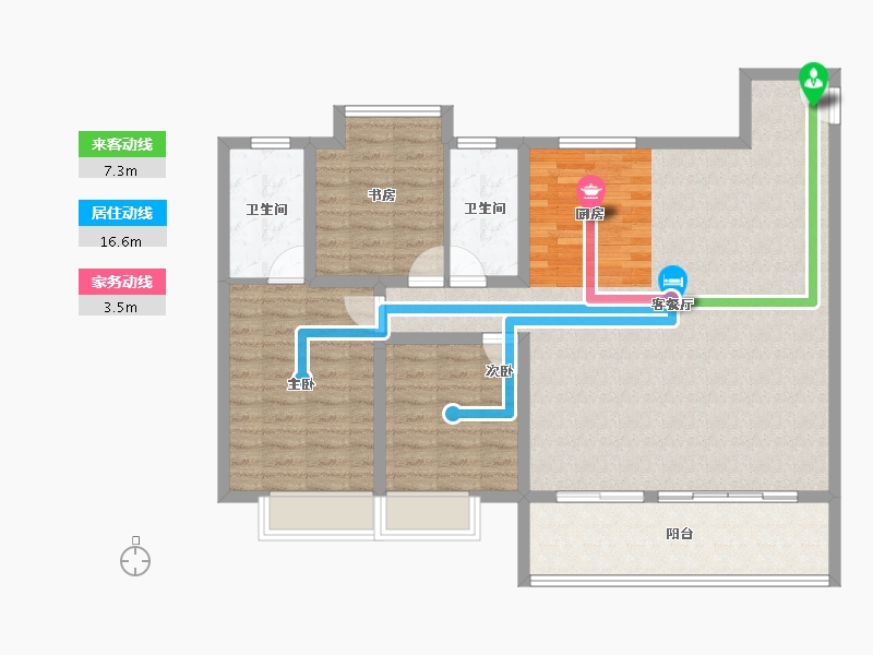 江苏省-无锡市-万科青藤公园-109.06-户型库-动静线