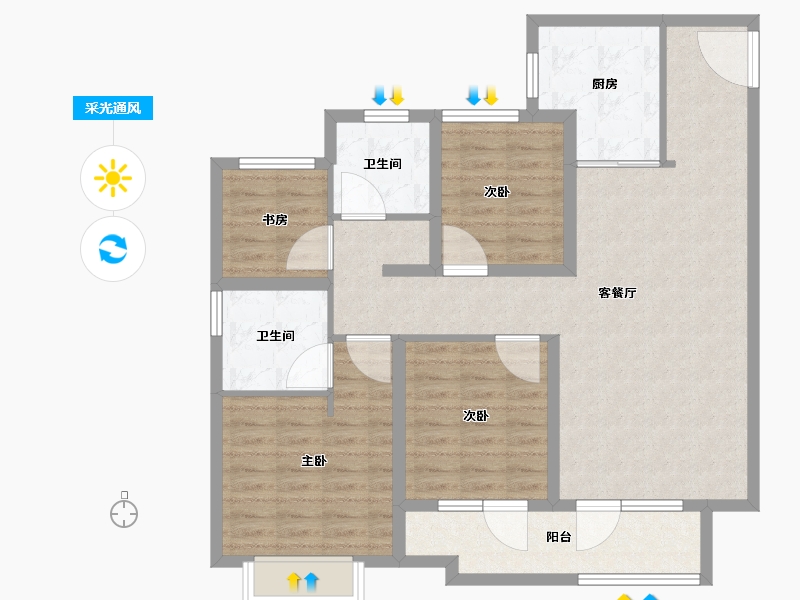 山东省-烟台市-招商雍景湾-100.01-户型库-采光通风