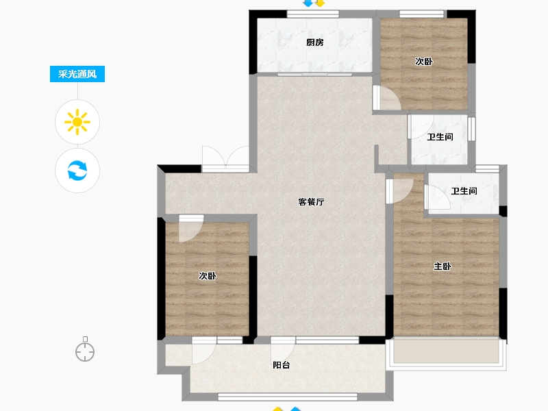 山东省-临沂市-山水龙城-93.40-户型库-采光通风