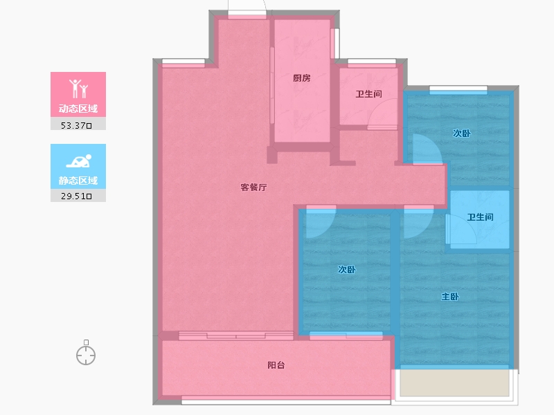 山东省-临沂市-恒弘城众望府-73.55-户型库-动静分区