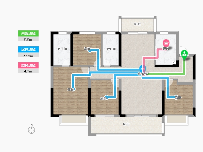 湖南省-长沙市-东原麓印长江-118.41-户型库-动静线