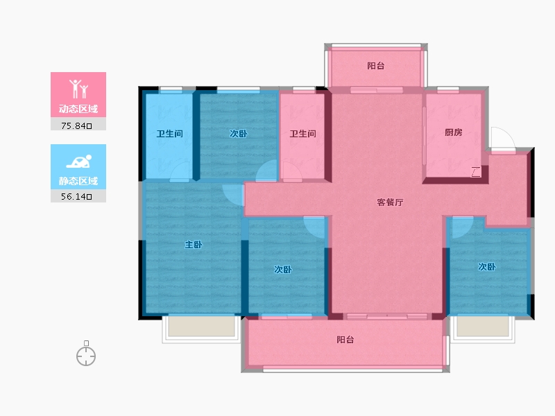 湖南省-长沙市-东原麓印长江-118.41-户型库-动静分区