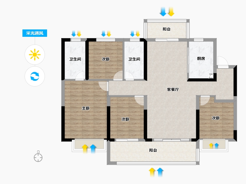 湖南省-长沙市-东原麓印长江-118.41-户型库-采光通风