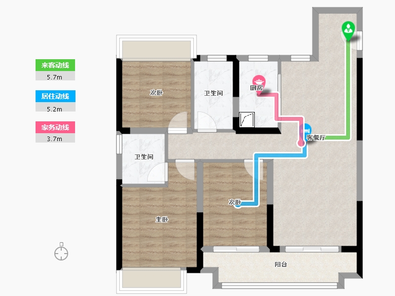 湖北省-武汉市-孔雀城问津兰亭-82.99-户型库-动静线