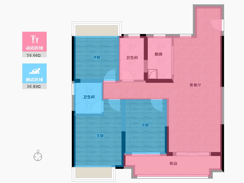 湖北省-武汉市-孔雀城问津兰亭-82.99-户型库-动静分区