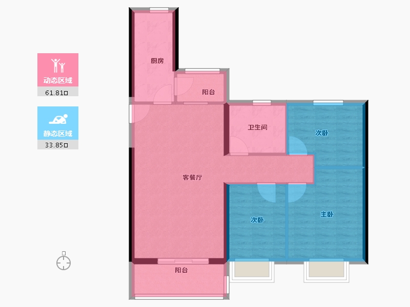 浙江省-温州市-温州恒大逸合城-86.40-户型库-动静分区