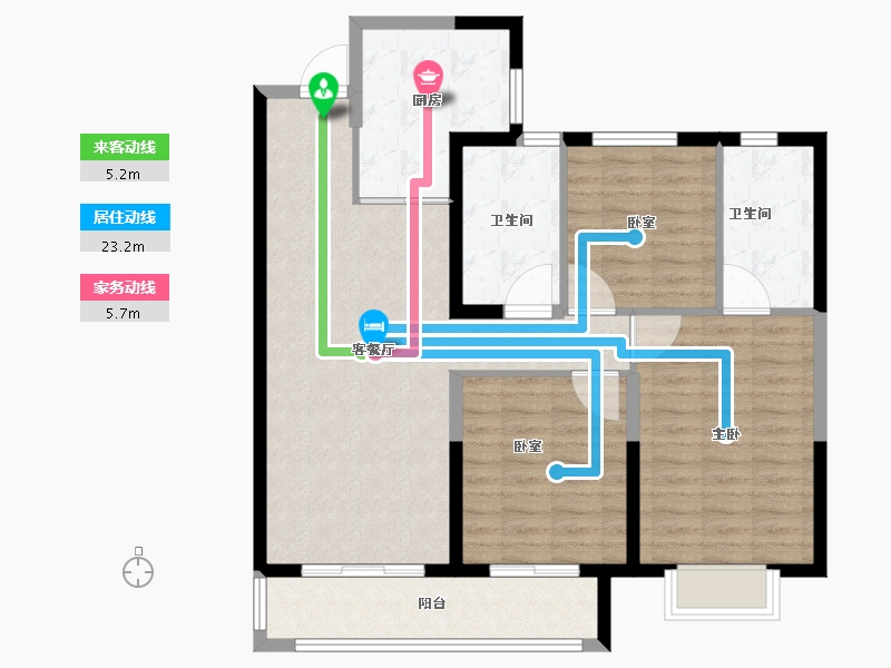 湖北省-武汉市-龙湖揽境-96.00-户型库-动静线