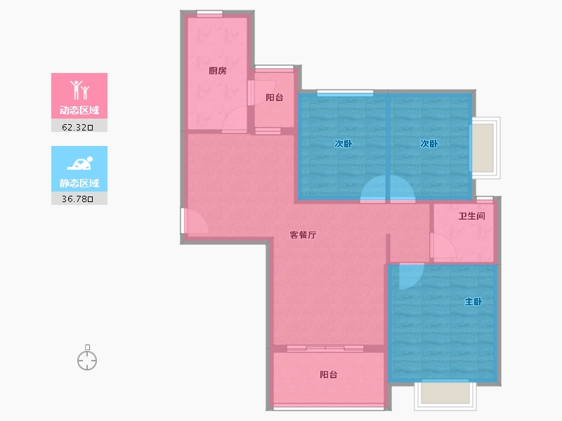 浙江省-温州市-温州恒大逸合城-88.80-户型库-动静分区