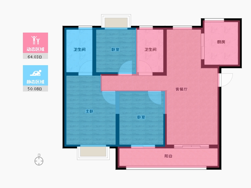 湖北省-武汉市-龙湖揽境-102.41-户型库-动静分区