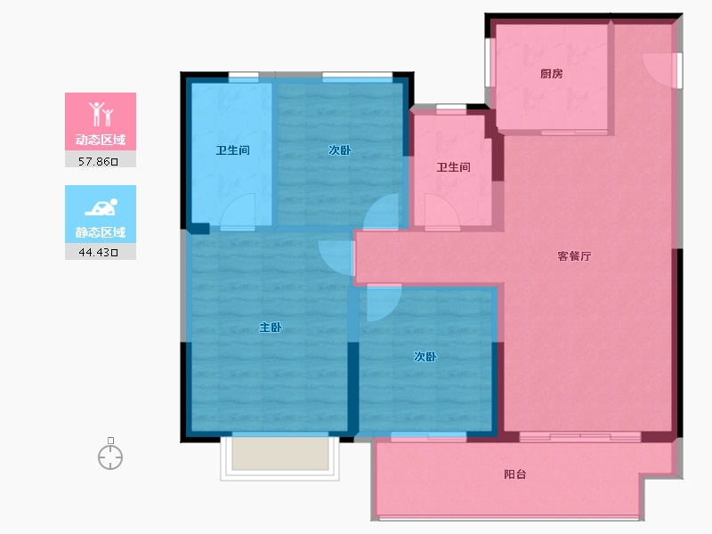 江苏省-无锡市-时光玖境-92.68-户型库-动静分区