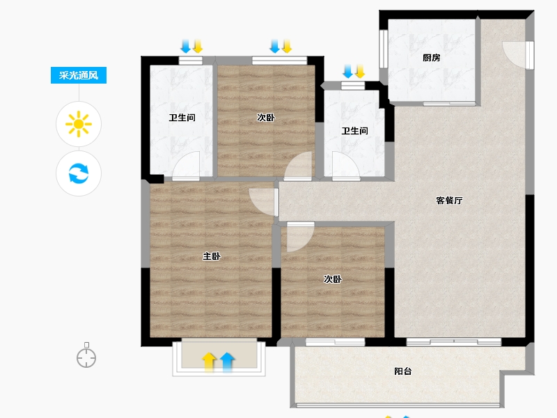 江苏省-无锡市-时光玖境-92.68-户型库-采光通风