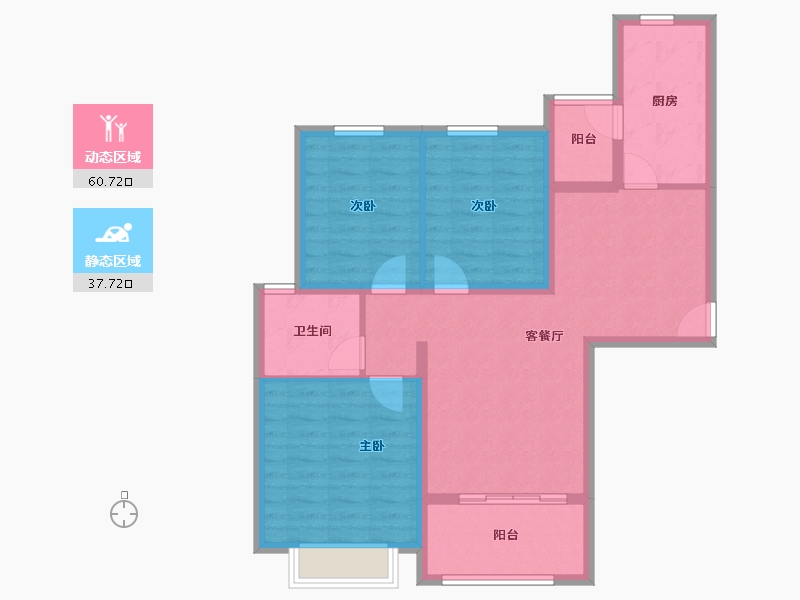 浙江省-温州市-温州恒大逸合城-88.00-户型库-动静分区