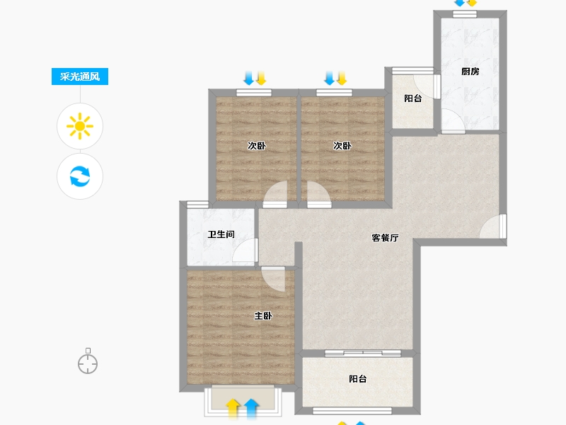 浙江省-温州市-温州恒大逸合城-88.00-户型库-采光通风