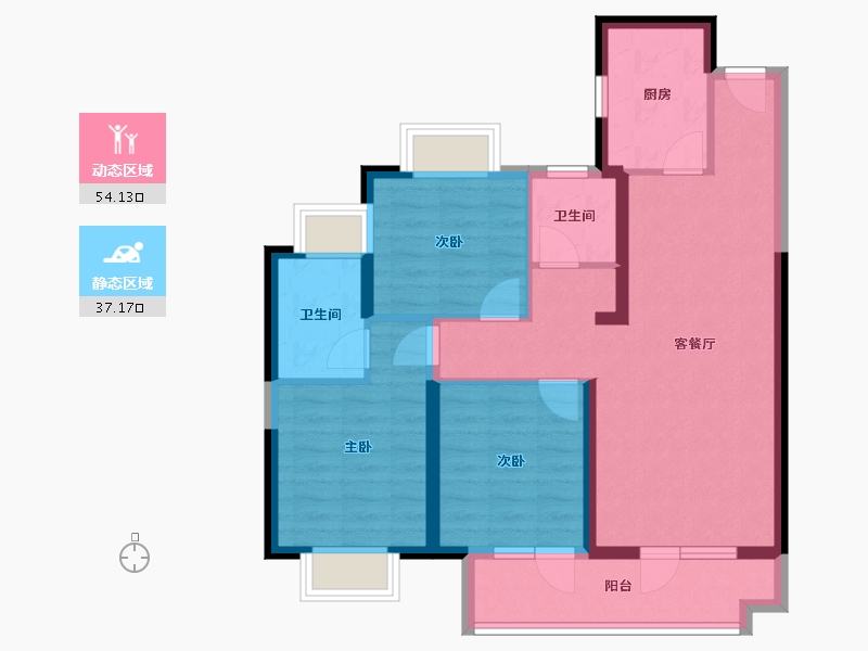 湖北省-武汉市-坤合云海城-80.81-户型库-动静分区