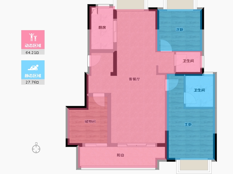 湖北省-武汉市-武汉城建·融创水韵长洲-81.36-户型库-动静分区