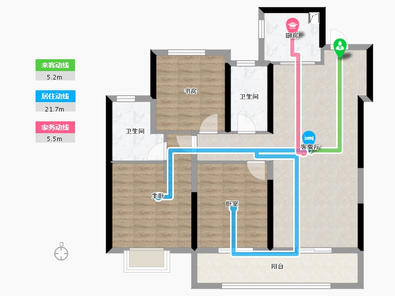 浙江省-绍兴市-亚厦东麟府-95.19-户型库-动静线