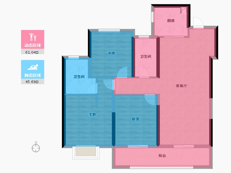 浙江省-绍兴市-亚厦东麟府-95.19-户型库-动静分区