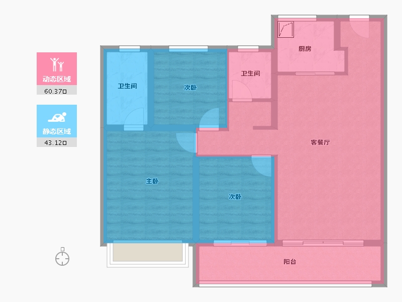 江苏省-无锡市-玖珑悦-92.44-户型库-动静分区