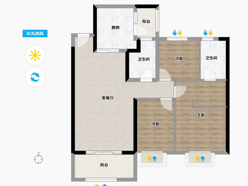 浙江省-温州市-温州恒大逸合城-92.00-户型库-采光通风