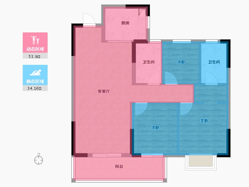 湖北省-武汉市-城投大桥龙城-78.75-户型库-动静分区