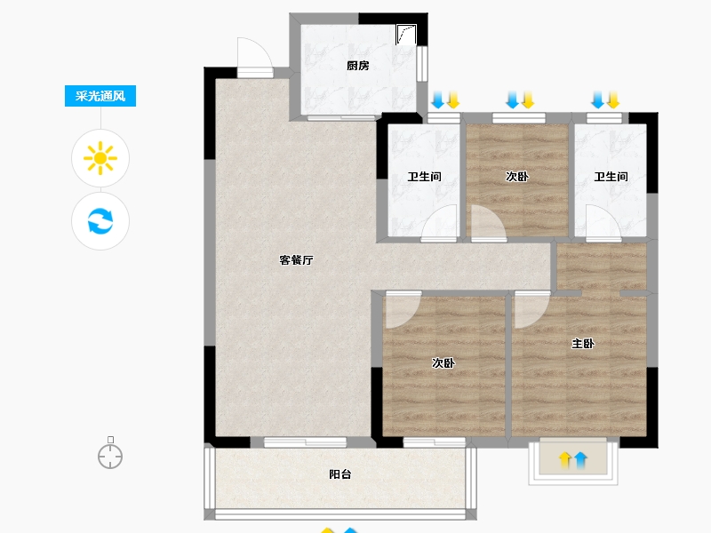 湖北省-武汉市-城投大桥龙城-78.75-户型库-采光通风