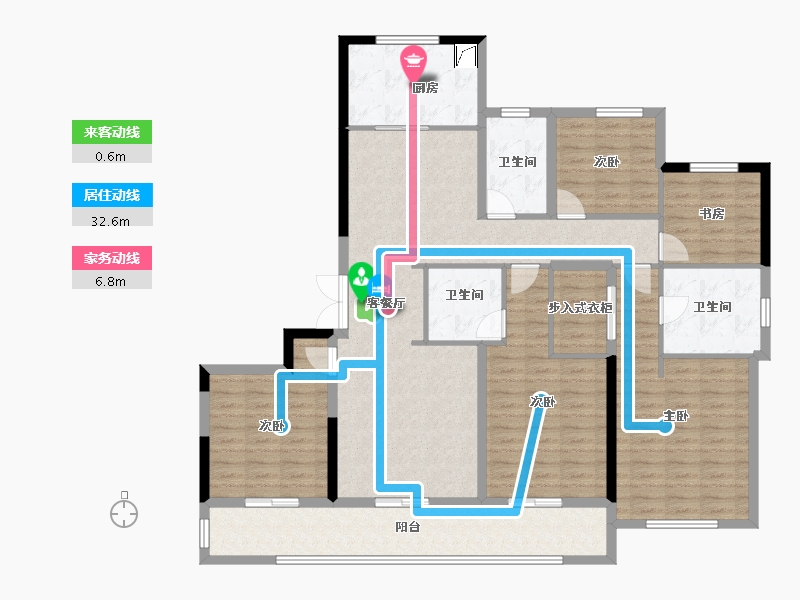 浙江省-绍兴市-亚厦东麟府-147.42-户型库-动静线