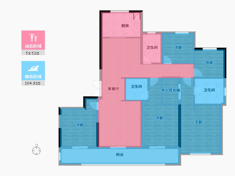 浙江省-绍兴市-亚厦东麟府-147.42-户型库-动静分区