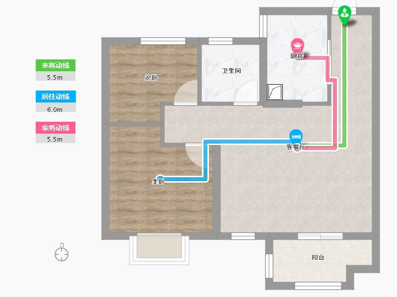 浙江省-宁波市-海湾新城-60.00-户型库-动静线