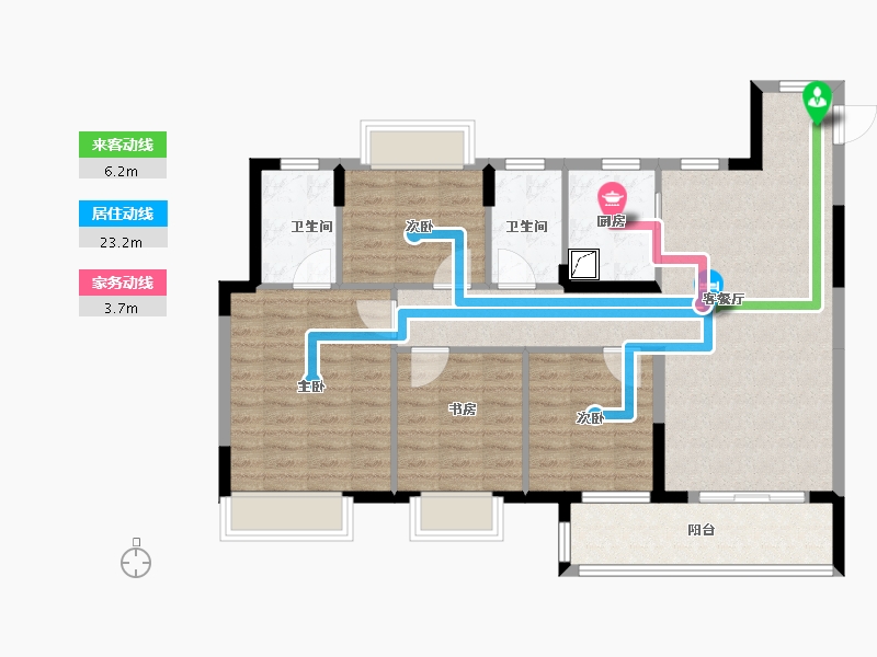 湖北省-武汉市-孔雀城问津兰亭-100.00-户型库-动静线